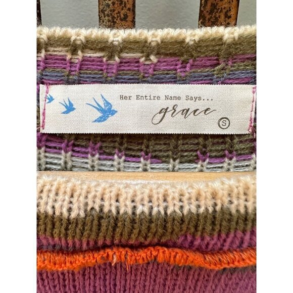 NWOT Grace Sweater Striped Knit Cropped Boho Hippie Women's Size Small - Picture 9 of 10